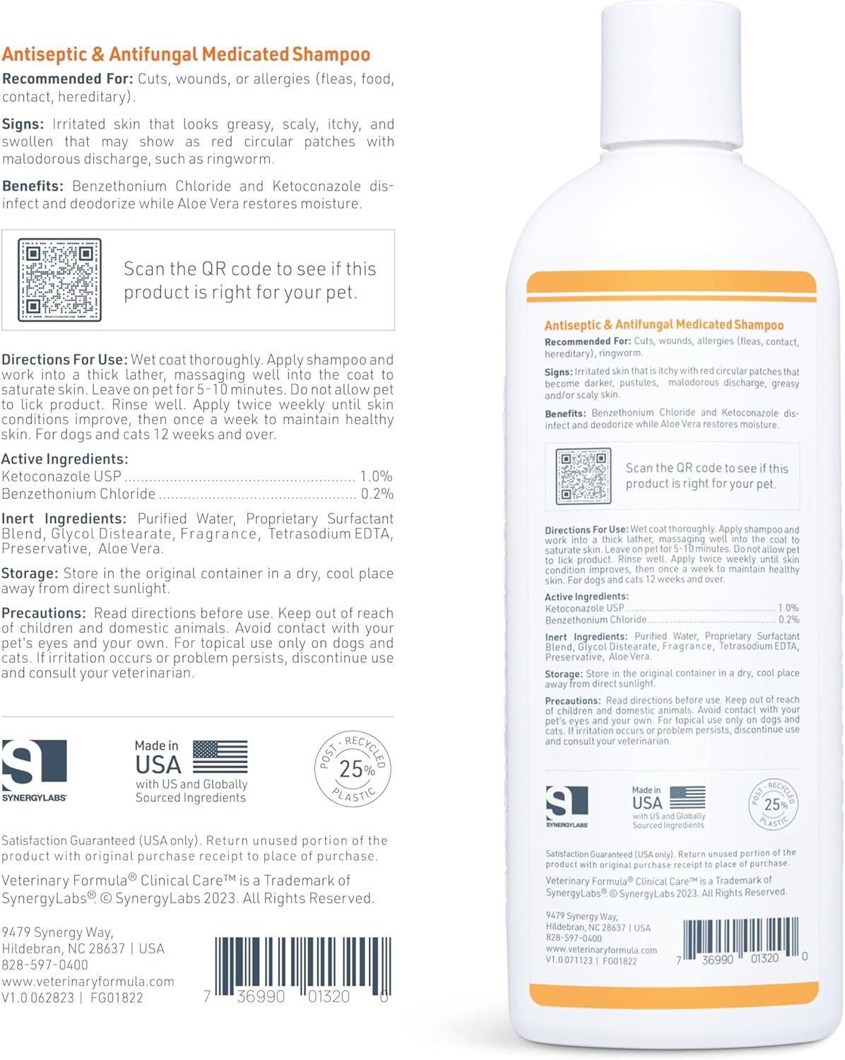 Veterinary Formula Clinical Care Antiseptic and Antifungal Medicated Shampoo for Dogs & Cats, 16 Fl Oz ?Helps Alleviate Scaly, Greasy, red Skin ?Paraben, Dye, Soap-Free (1 Pack)