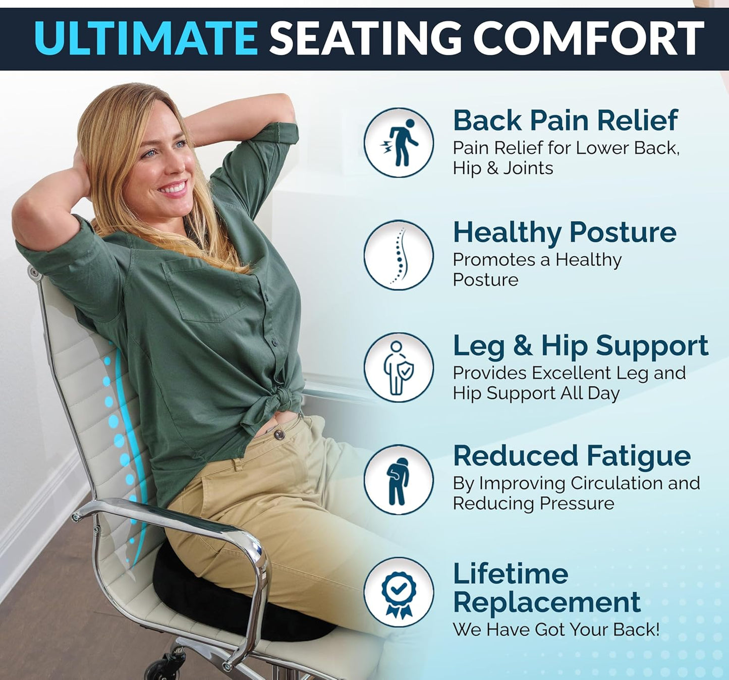 ComfiLife Premium Gel & Memory Foam Seat Cushion ?Doctor Recommended Office Chair Cushion, Car Seat Cushion ?Chair Cushions for Back & Sciatica Pain Relief ?Seat Cushions for Office & Desk (Black)