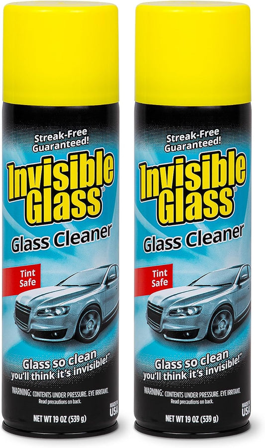 Invisible Glass 91164-2PK Premium Aerosol Glass Cleaner Spray for Car Windshields and Windows, Automotive and Home Window Cleaner, Streak-Free, Ammonia-Free, Tint-Safe ?19 oz (Pack of 2)