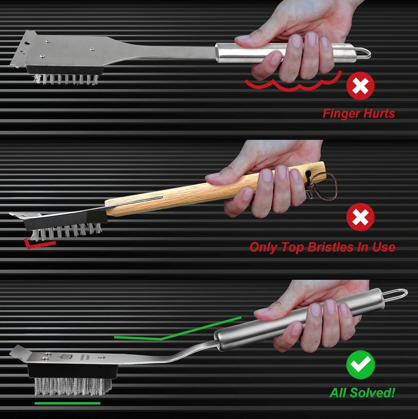 GRILLART Grill Brush and Scraper, Wire BBQ Grill Brush for Outdoor Grill, 16.5?Grill Cleaning Brush BBQ Grill Accessories, Safe Grill Cleaner Brush-Ideal Gift for Men/Dad BBQ Brush for Grill Cleaning