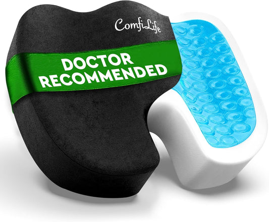 ComfiLife Premium Gel & Memory Foam Seat Cushion ?Doctor Recommended Office Chair Cushion, Car Seat Cushion ?Chair Cushions for Back & Sciatica Pain Relief ?Seat Cushions for Office & Desk (Black)