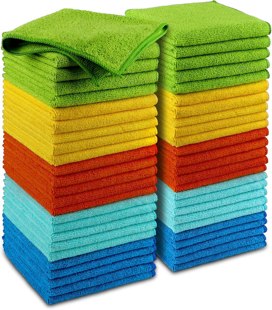 AIDEA Microfiber Cleaning Cloth, 50PK, Microfiber Towels for Cars, Premium Wash Cloths, Dusting Cloth Cleaning Rags, Absorbent Towels for SUVs, House, Kitchen, Window, Cleaning Supplies12?2"