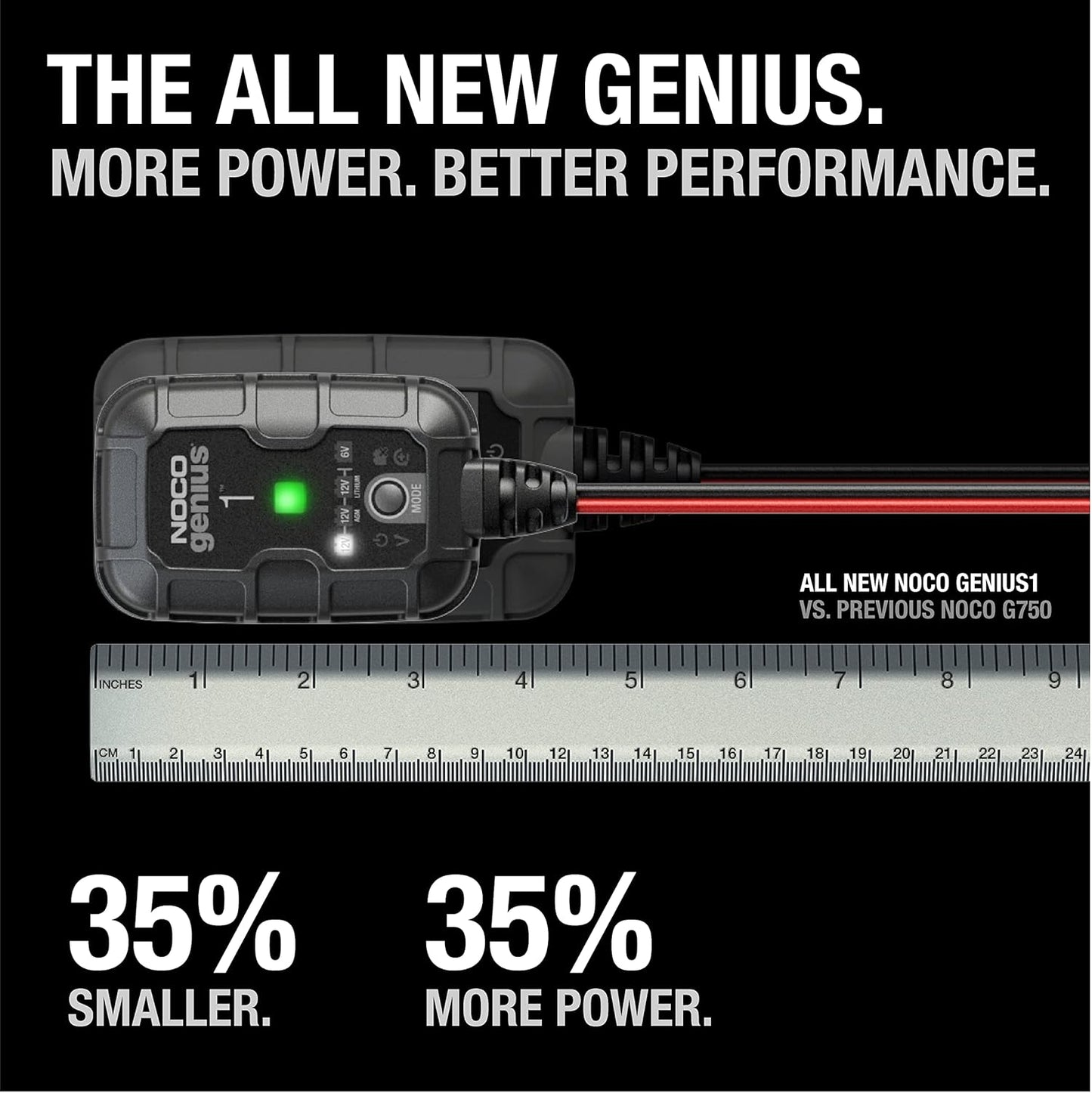 NOCO GENIUS1: 1A 6V/12V Smart Battery Charger ?Automatic Maintainer, Trickle Charger & Desulfator with Overcharge Protection & Temperature Compensation ?for Lead-Acid & Lithium Batteries