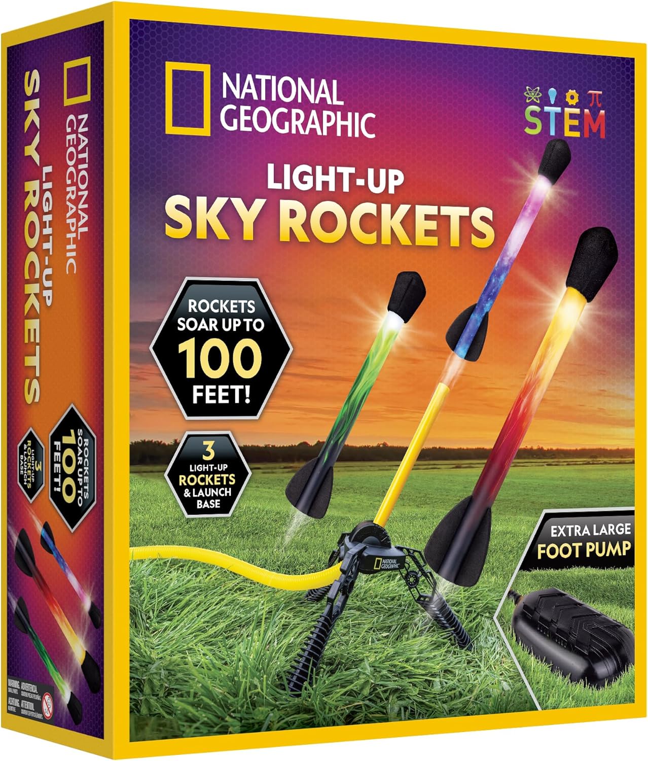 NATIONAL GEOGRAPHIC Air Rocket Toy ?Ultimate LED Rocket Launcher for Kids, Jump and Launch The Light Up, Air Powered, Foam Tipped Rockets up to 100 Feet