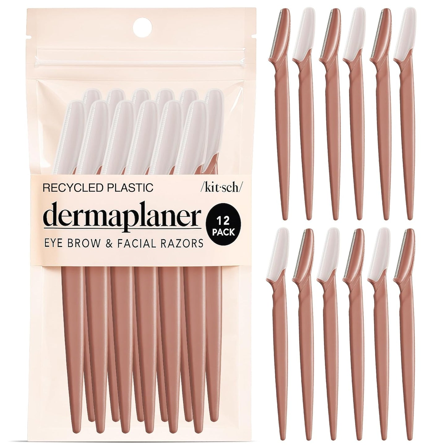 Kitsch Dermaplane Razor for Women Face ?Face Razors for Women & Men, Eye Brow Razors & Face Shaver ?Exfoliating Facial Razor & Dermaplaner as Skin Care Tool for Smoother Skin - Terracotta, 12 pcs