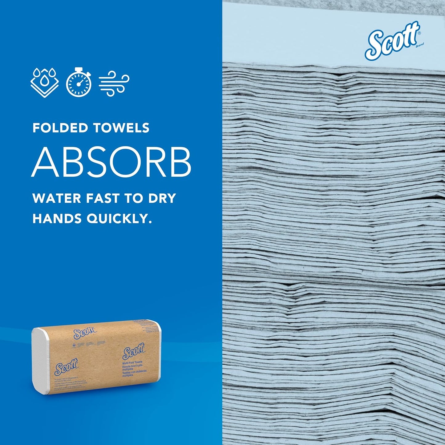 Scott?Professional Universal Multifold Paper Towels, Bulk (01840), Absorbency Pockets, 9.2" x 9.4" sheets, Standard Tier, Compressed, White (250 Sheets/Pack, 16 Packs/Case, 4,000 Sheets/Case)