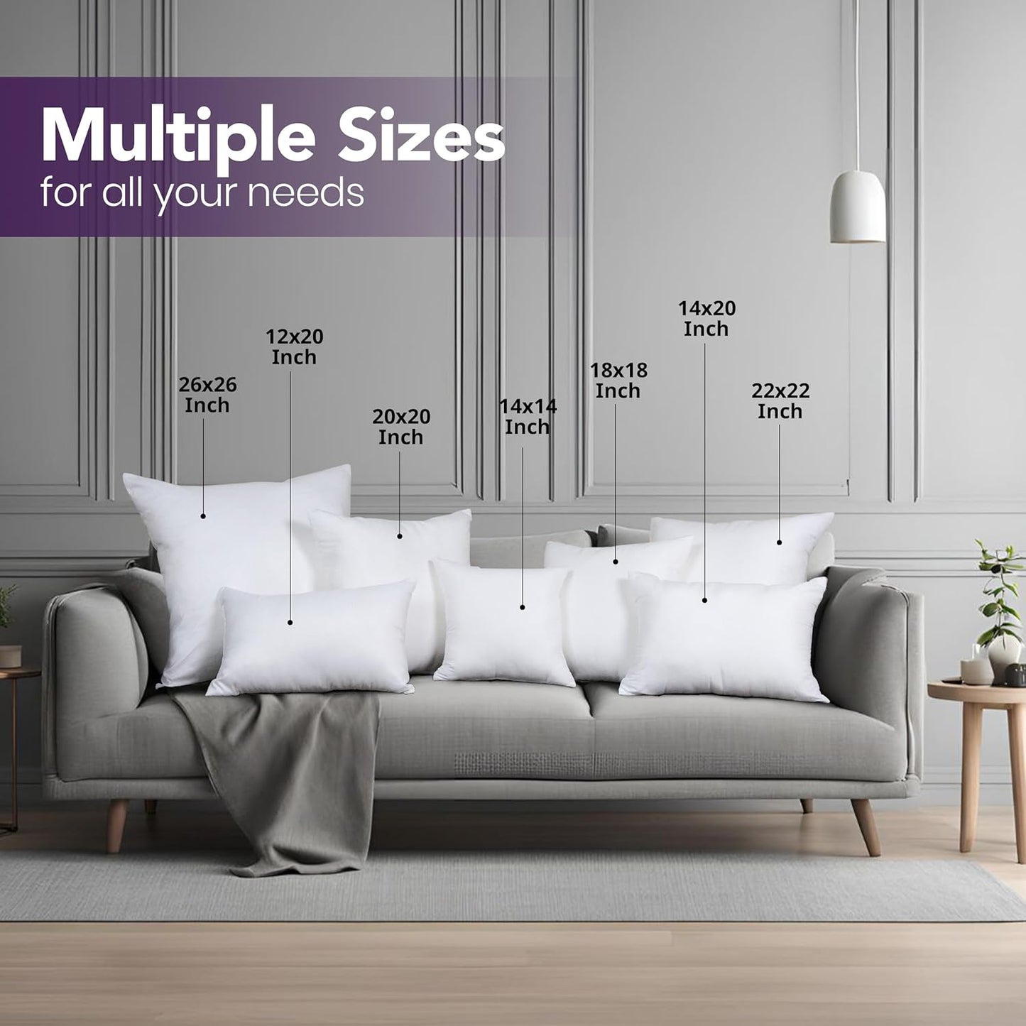 Utopia Bedding 18x18 Pillow Inserts, Set of 2, White ?Indoor Decorative Throw Pillows for Bed, Sofa & Couch ?Soft, Supportive & Fluffy Cushion Inserts