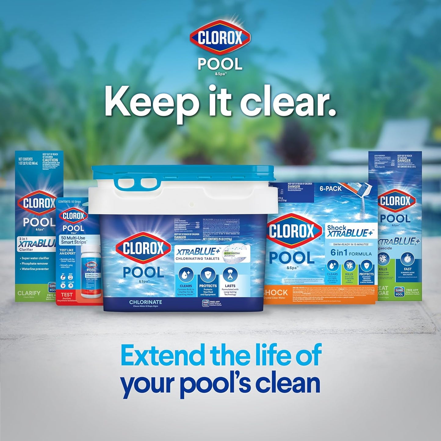 Clorox?Pool&Spa?Shock XTRABLUE?Plus, Kills Bacteria & Algae in Swimming Pools, Swim-Ready in 15 Minutes, (12-Pack), Granular
