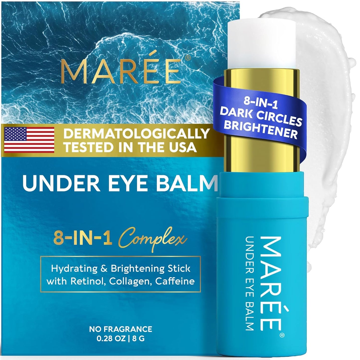 MAREE Under Eye Balm Stick Hydrating ?Retinol Caffeine Under Eye Brightener Stick for Older Women ?Collagen Undereye Cream for Dark Circles & Wrinkles ?Skin Care Treatment Moisturizer