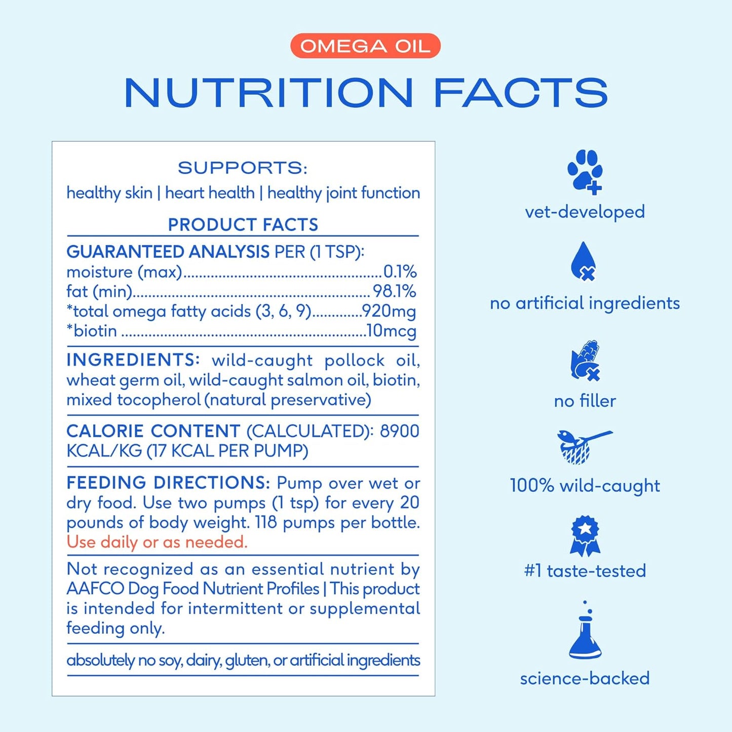 Native Pet Omega 3 Fish Oil for Dogs & Cats ?Wild Alaskan Salmon Oil for Dogs Skin and Coat, Supports Joints, Heart & Shedding ?Fast-Absorbing Omega 3 6 9 Liquid Supplement ?8oz