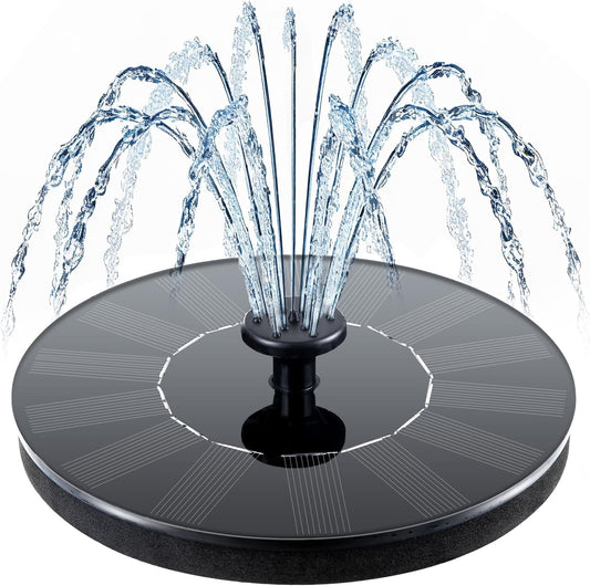 Mademax Solar Bird Bath Fountains, Upgrade 1.4W Solar Fountain Pump with 6 Nozzles, Free Standing Floating Solar Powered Water Fountain Pump for Bird Bath, Garden, Pond, Pool, Outdoor