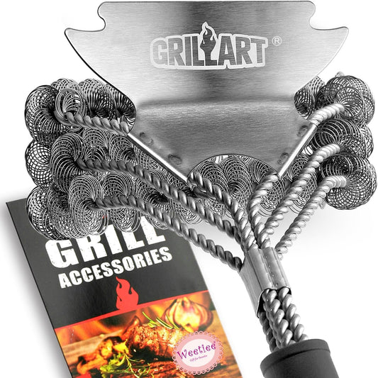 Grill Brush and Scraper Bristle Free ?Safe BBQ Brush for Grill ?18'' Stainless Grill Grate Cleaner - Safe Grill Accessories for Porcelain/Weber Gas/Charcoal Grill ?Gifts for Grill Wizard