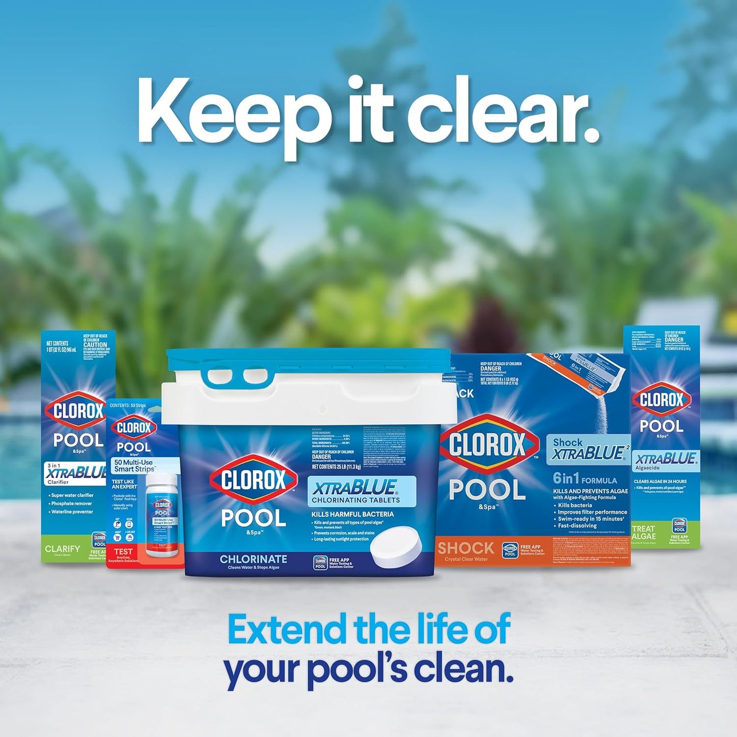 Clorox?Pool&Spa?Shock Clear, for Crystal Clear Swimming Pool Water, Swim-ready in 15 minutes, Suitable for vinyl pools (6-Pack)