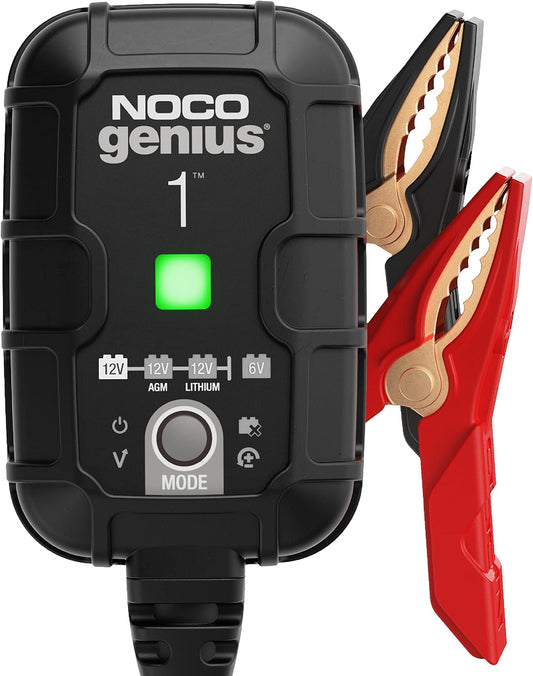 NOCO GENIUS1: 1A 6V/12V Smart Battery Charger ?Automatic Maintainer, Trickle Charger & Desulfator with Overcharge Protection & Temperature Compensation ?for Lead-Acid & Lithium Batteries