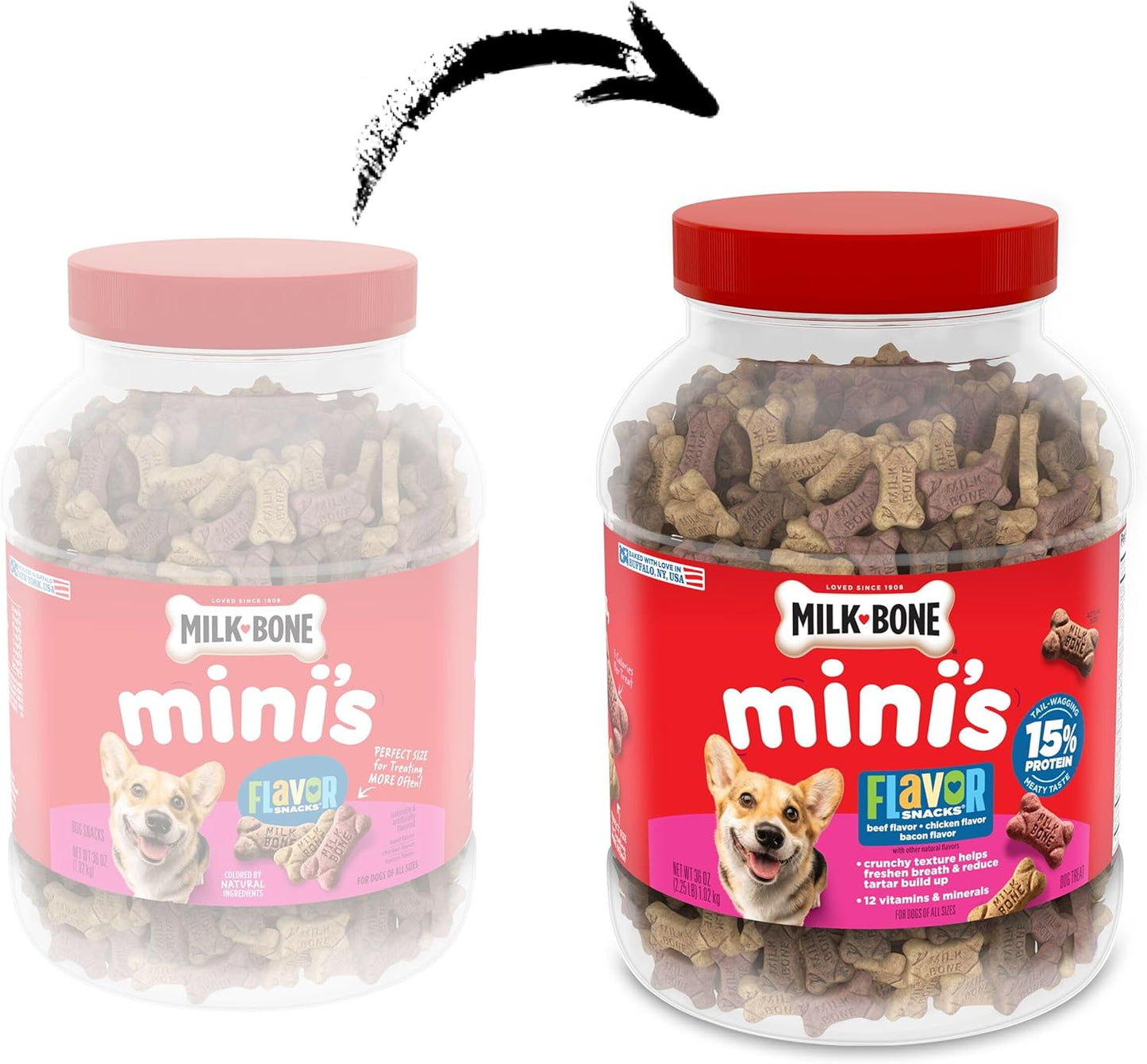 Milk-Bone Flavor Snacks Mini? Dog Biscuits, Flavored Crunchy Dog Treats, 36 Oz. Canister