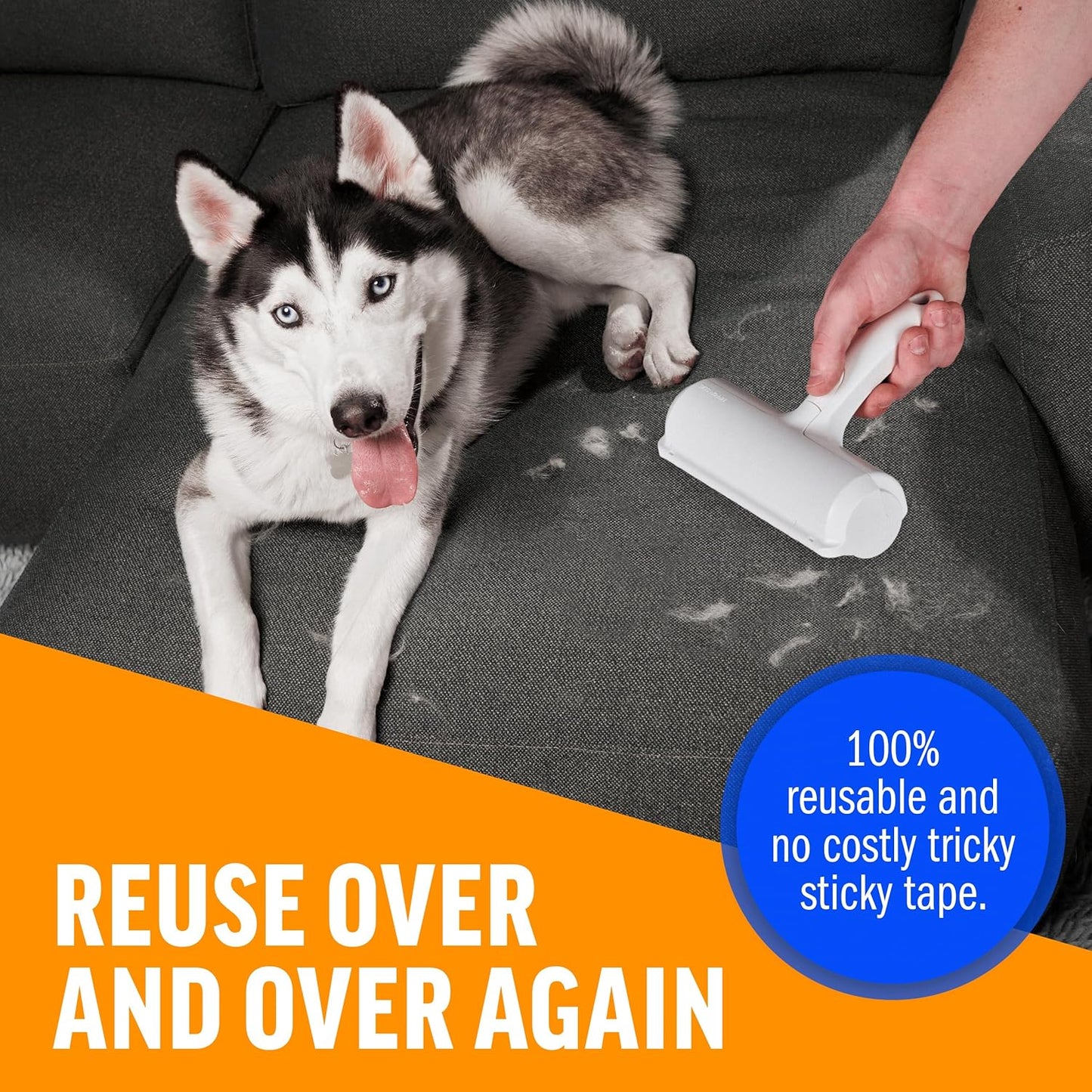 ChomChom Roller Pet Hair Remover ?Original Size Reusable Lint Roller for Cat & Dog Hair on Furniture, Couch, Carpet, Car, Rugs & Bedding ?Portable, Eco-Friendly (White)