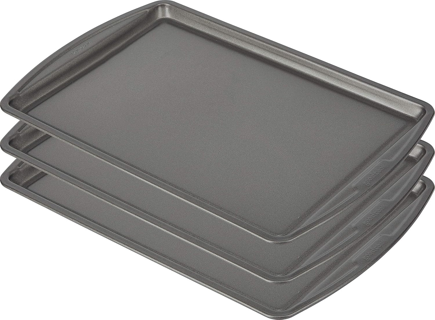 GoodCook Everyday Nonstick Carbon Steel 13?x 9?Baking Sheet Set, 3 Pack ?Standard-Sized Carbon Steel Cooking Pans, Bakeware Set, Cookie Sheets for Baking, Oven Pan Set