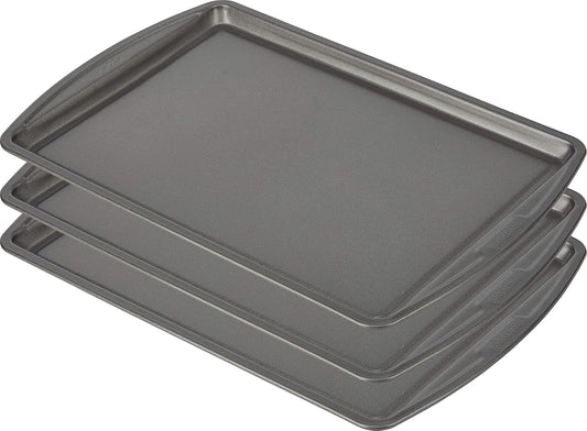 GoodCook Everyday Nonstick Carbon Steel 13?x 9?Baking Sheet Set, 3 Pack ?Standard-Sized Carbon Steel Cooking Pans, Bakeware Set, Cookie Sheets for Baking, Oven Pan Set