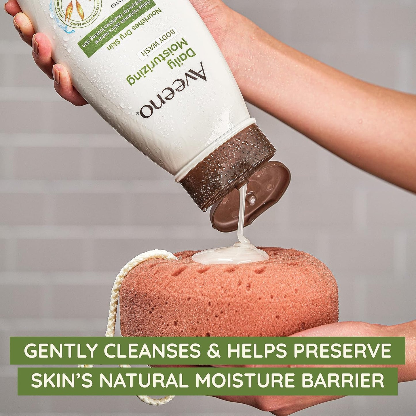 Aveeno Daily Moisturizing Body Wash Cleanser & Shaving Gel for Men & Women, Clean-Rinsing for Softer & Smoother Skin, Gentle & Lightly Scented, 18 fl.?z, Pack of 2