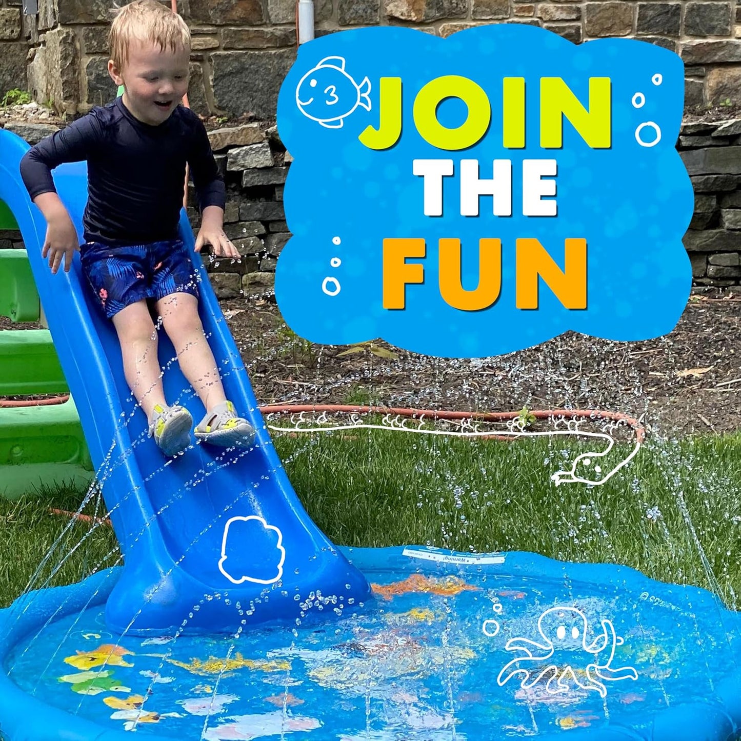 SplashEZ 3-in-1 Splash Pad, Sprinkler for Kids & Baby Pool for Learning ?Toddler Sprinkler Pool, 60? Outside Water Toys ??rom A to Z?Outdoor Play Mat for Babies & Toddlers