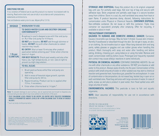Clorox?Pool&Spa?Shock XTRABLUE?Plus, Kills Bacteria & Algae in Swimming Pools, Swim-Ready in 15 Minutes, (12-Pack), Granular