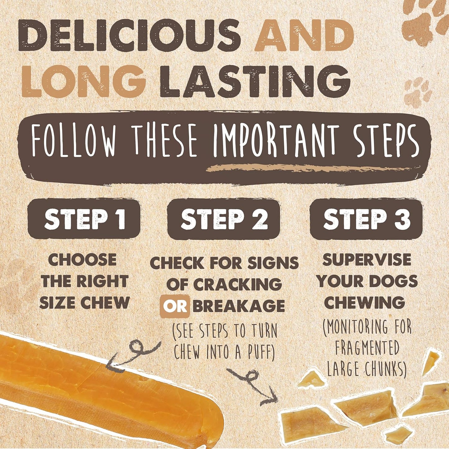 Mighty Paw Yak Cheese Dog Chews ?All-Natural Long Lasting Hard Chew for Aggressive Chewers ?High Protein, Odor-Free Dog Treat ?3 Ingredient Natural Yak Chews for Large Dogs ?(4 Pack)